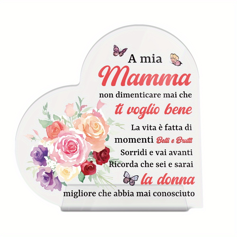 TEMU [2d Flat] [2d Flat] Putuo Decor 1pc Shaped Acrylic Sign Table Decor, A Mia Non Dimenticare Mai Che Bene, Desktop Decoration For Home Room, Gift