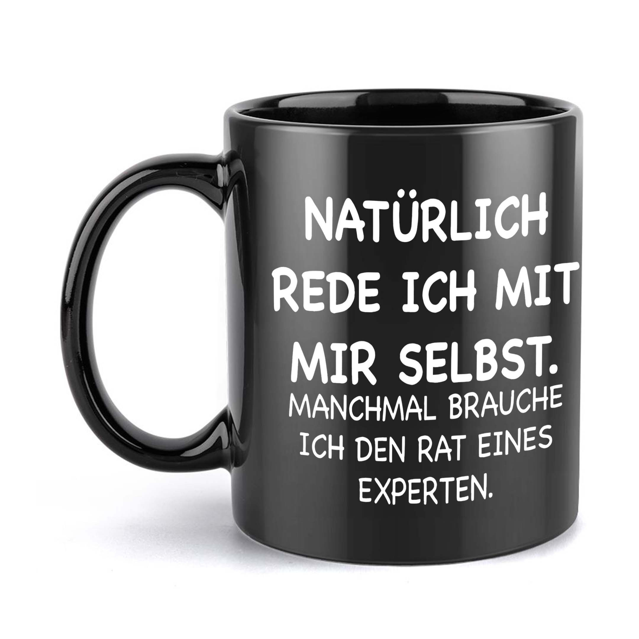 1pc Funny Self-talk Humorous Ceramic Mug 11oz (360ml) - Black Coffee Cup With White German Quote, Design, Birthday & Holiday Idea Home, Office, Or Kitchen Use, Coffee Bar Accessories, Home Decor