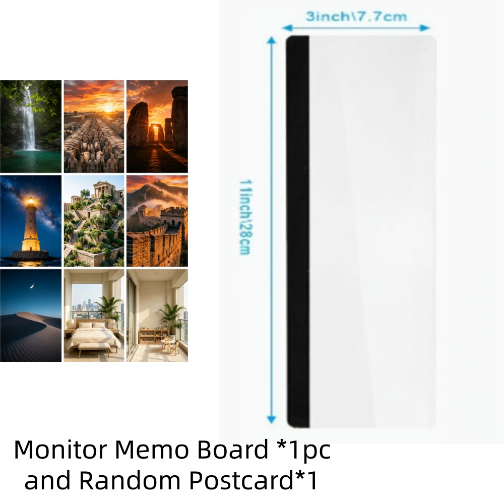 TEMU 1pc 2d Flat Monitor Memo Board, Office Supplies, Universal Monitor Note Clip For Men And Women, Desktop Decoration For , And 1pc Random Postcard