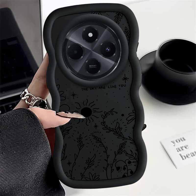TEMU Funda para teléfono: 14C 4G Diseño de hojas con , cómoda, protección con ondas, hecha para Redmi 14C 4G, ideal para moda