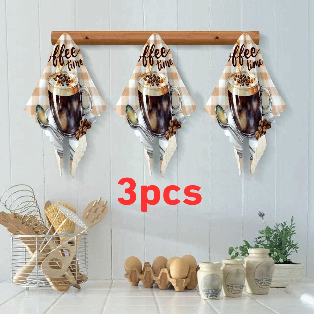 TEMU 3pcs/6pcs Reusable Microfiber & Coral Dish Towels Suitable For Home And Restaurant, Thickened Soft Absorbent Cleaning Cloths With Cartoon