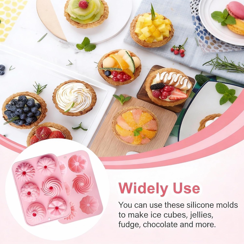 TEMU 2 pezzi Mini Stampi in Silicone, 6 Cavit� in Silicone per Cottura, Stampo per Torte a Tubo Scanalato Antiaderente in Silicone per Cupcake, ,