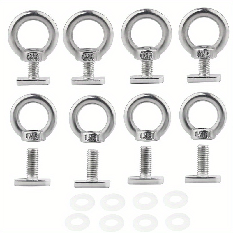 Image of 8pcs Ring Nuts M8 With Screw M8 X 20 Mm, 304 Stainless Steel Eye , Eye , Eye , Eye Nut, Eyelet, Ring Eyelets, Eye Bolts For Lifting Accessories