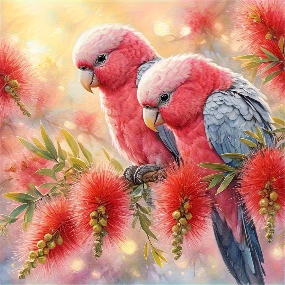 TEMU New 2d Diamond Painting Set, Parrot Animal Pattern Diamond Stickers, Large Size 2d Craft, Home Decoration Christmas Gift, Wall Hanging Painting
