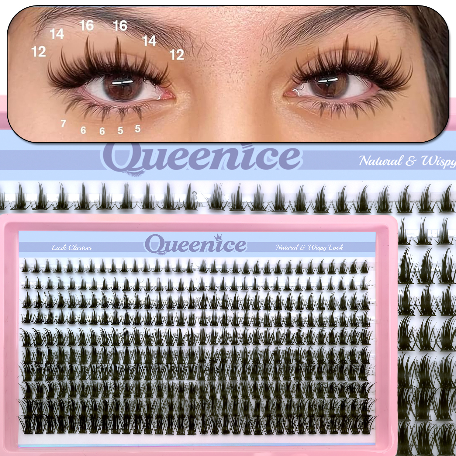 Lash Clusters Natural Eyelash Clusters With Spikes 8-16mm Long Wispy Cluster Eyelash Extensions D-curly Volume Lash Clusters Anime Individual Lash Extensions