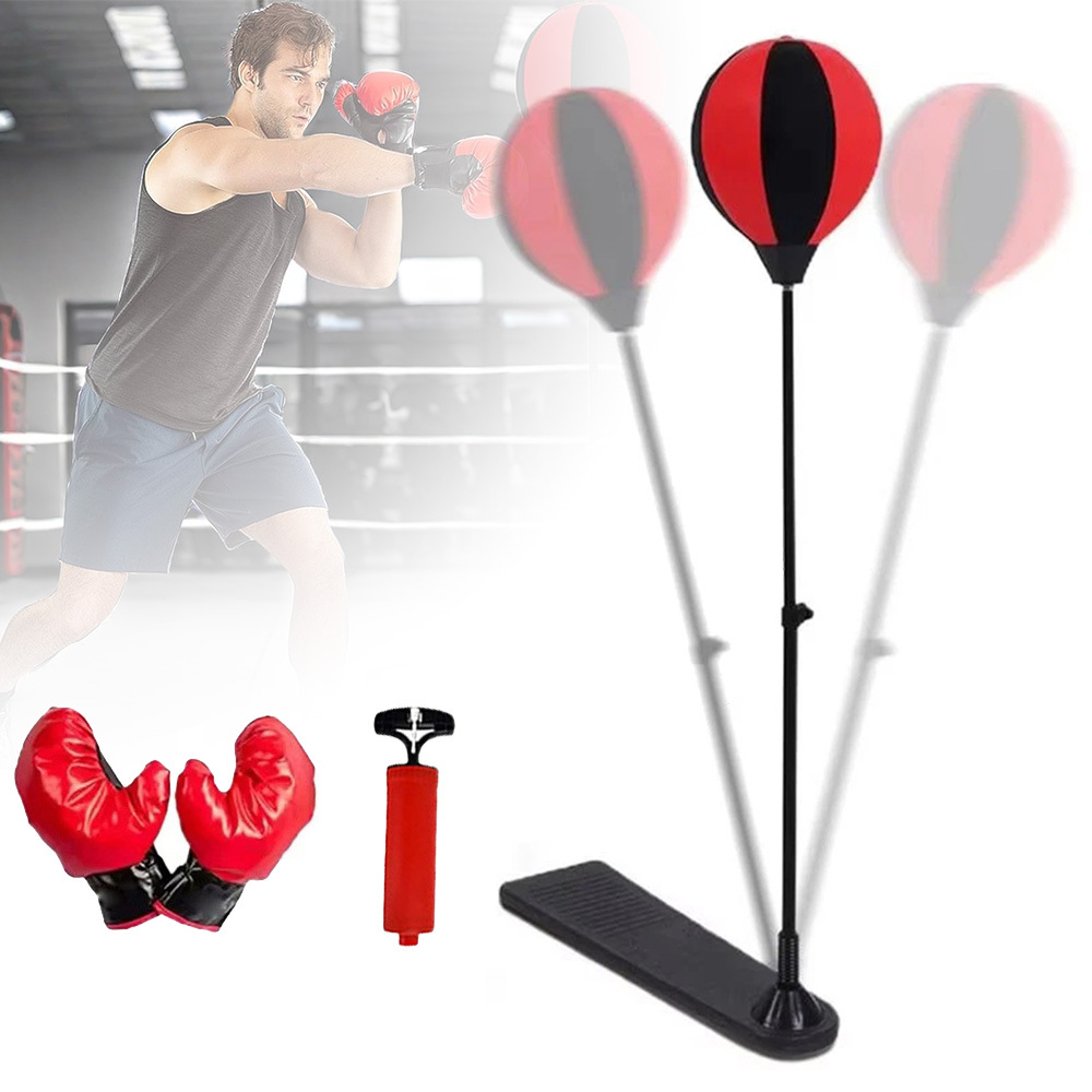 Image of Mini Portable Adjustable Height Punch Bag System With Gloves & Stand - Boxing Speed Bag For Home Gym, Suitable For & Training, Compact Fitness Equipment For Boxing, Kickboxing, For Home Gym Exercise