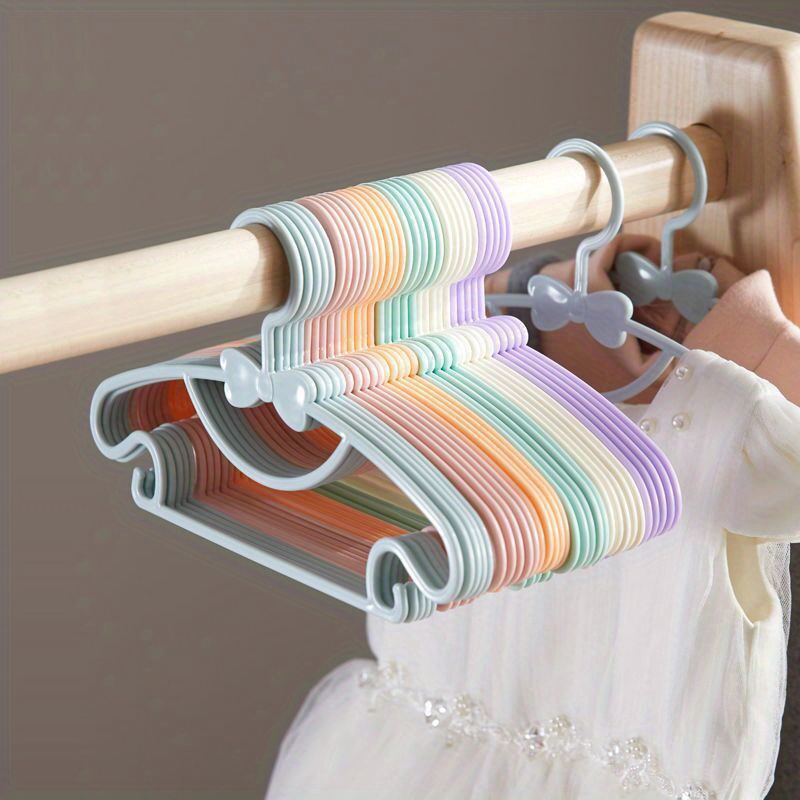 

50pcs Pastel Bow-knot & 's Clothes Hangers - Plastic, Dual-use For Garments, Cute Closet Organizer