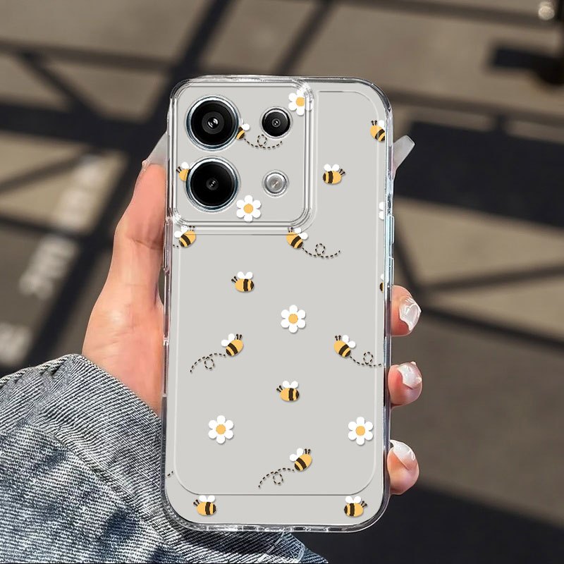 TEMU Bees & Dots Phone Case Suitable For Redmi 10, 12c, 13, 14c, A1, A2 , A3 Note 8, 9, 10, 11s, 12, 13, 14 Pro , Xiaomi 10t, 11 Lite, 13t, 14, 14t
