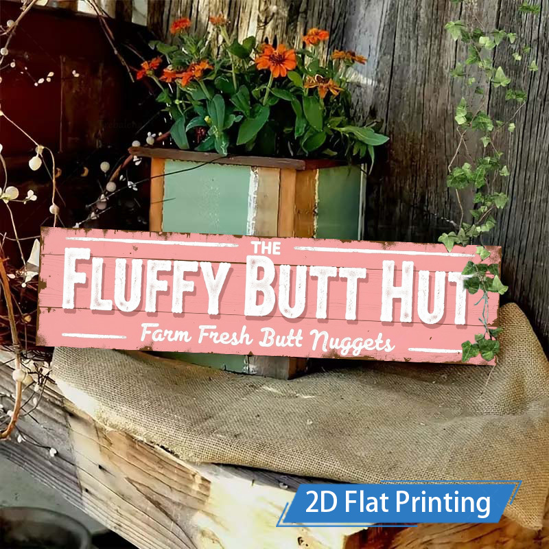 TEMU 2d Flat - [2d Flat] 2d Flat - [2d Flat] [2d Flat] 1pc 4x16inch Metal Sign Rustic Aluminum Sign The Fluffy Hut Nuggets 2d Flat Art For Decor Wall