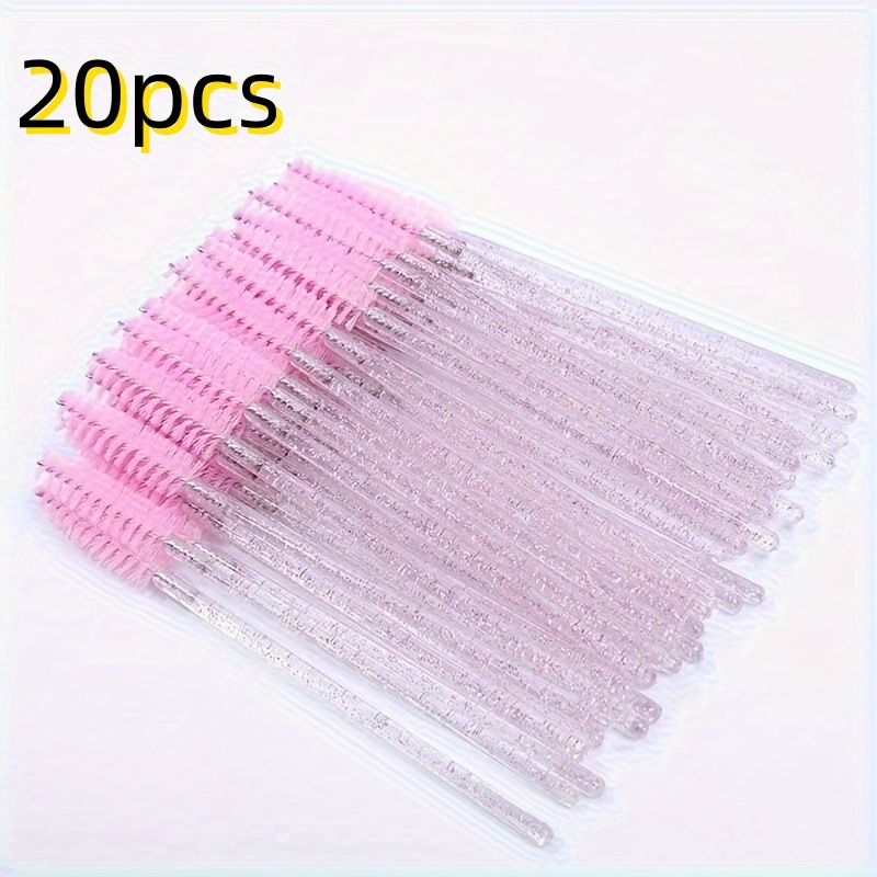 Image of 20pcs Multicolor Eyelash Brush Set] 20pcs/pack Multicolor Eyelash Brush & Eyebrow Brush Set With , Spiral Brushes, Handles For Eyelash Extension, Makeup