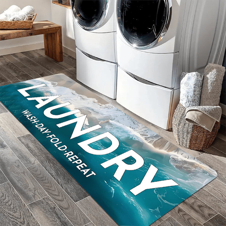 TEMU [ Product] 1pc And Minimalist Art Letter Pattern Laundry Mat, Soft And Comfortable Mat, Floor Mat Carpet, Room Bedroom Rug, Kitchen Corridor