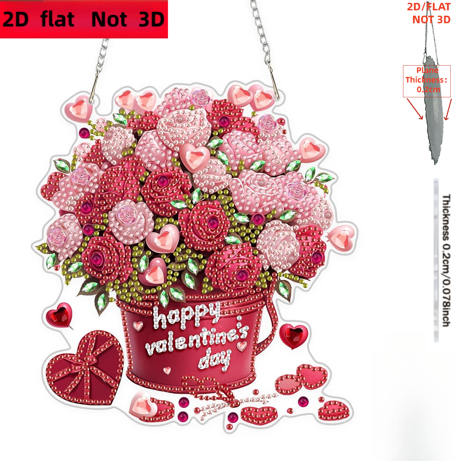 TEMU 2dflat Diy Diamond Painting Kit Flower Bucket Pattern Painting Pendant Plug-in Kit For Home And Garden Decoration, Unique Creative Craft Gift,