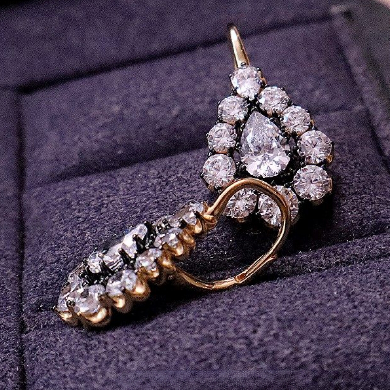 Unique Black Flower Earrings with Shiny Zirconia, Stylish Gift