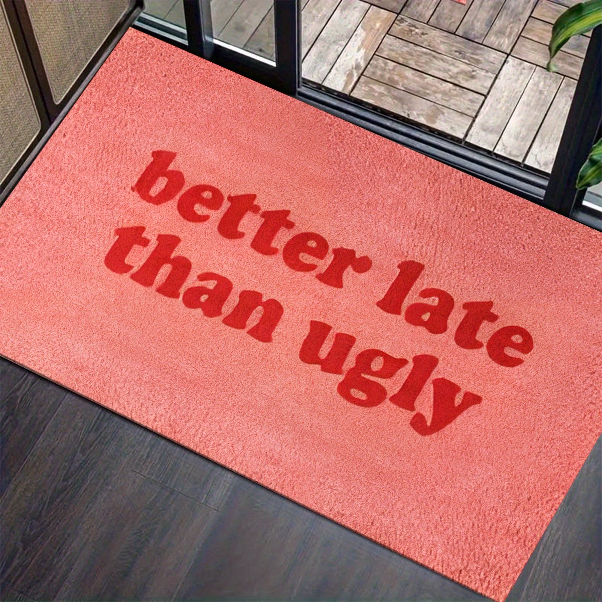 a stylish piece with a fun this than ugly printed felt mat is suitable for the bathroom bedroom living room and entrance it features an optimistic non slip base and is washable Product details 0
