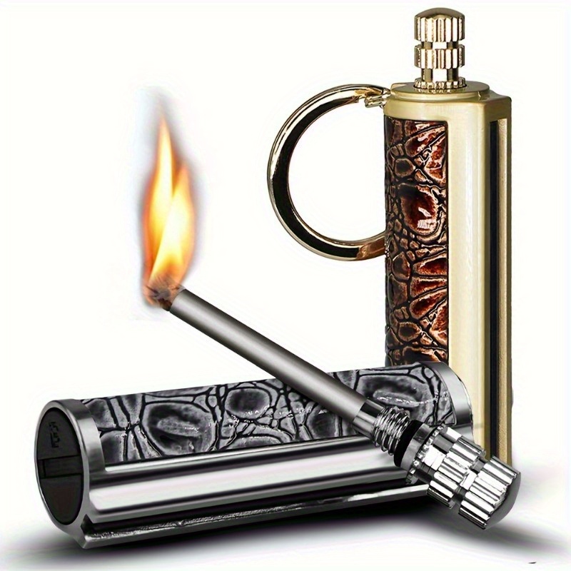 retro permanent match lighter 10000   lighter flint metal match lighter outdoor emergency fire waterproof permanent lighter portable ignition tool suitable for outdoor camping fire ignition stick without oil