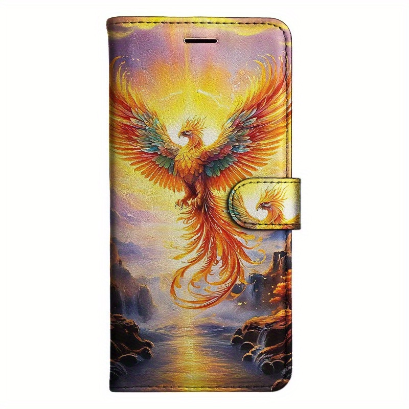 TEMU Phone Case: Phoenix Magnetic Flip Wallet Case With D Holder Stand For Iphone 5/6/6s/7/8/x/xs/xr/se2 2020/se3 2022/11/12/13/ Plus Pro Max