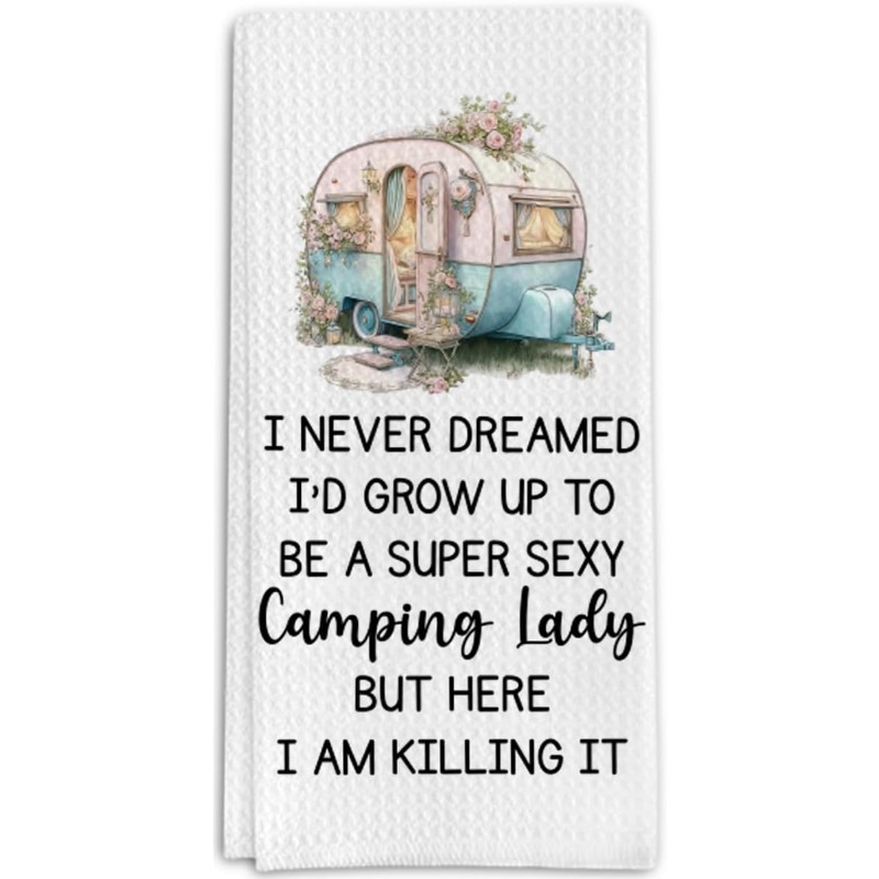 TEMU 1pc 18×26 Inch Camping Gifts Kitchen Towels For Camping Enthusiasts, Decorative Towels For Love Camping, Suitable For Bar, Kitchen, And Bathroom