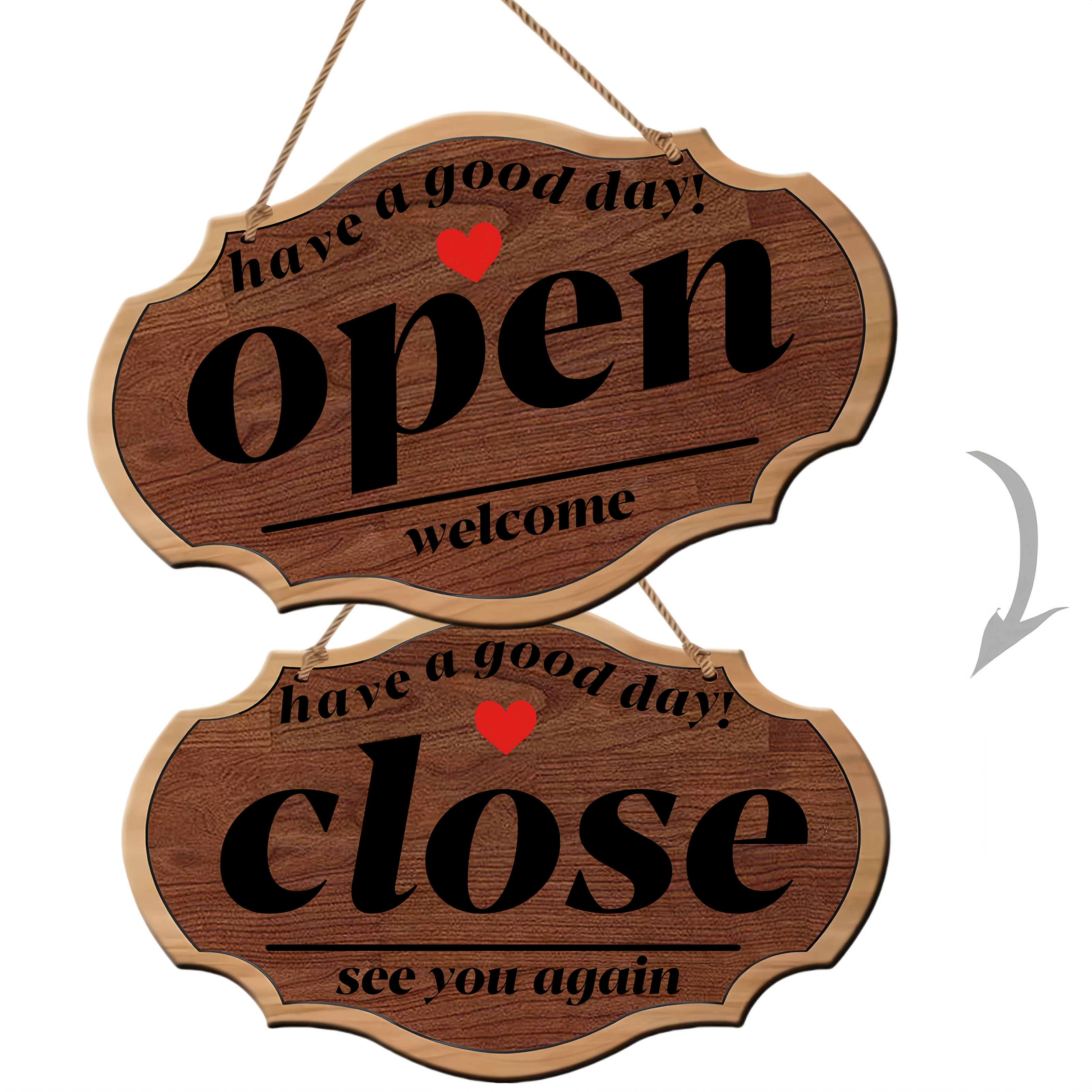 TEMU Double-sided Wooden Open/closed Sign - Easy To Hang, Scratch-resistant, Suitable For Commercial And Retail Stores, Rustic Wooden Shop Sign -