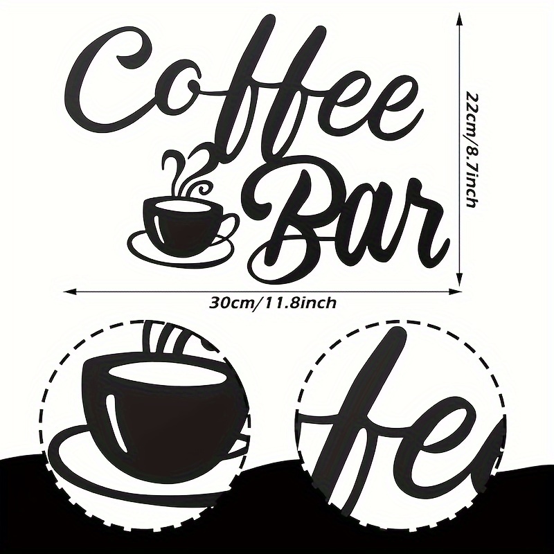 Image of Rustic Black Metal Coffee Cup Wall Decoration Logo, Kitchen With Coffee Bar Hanging Sign, No Electricity Required, Lightweight And , Suitable For Home Office, Garden And Farmhouse Style