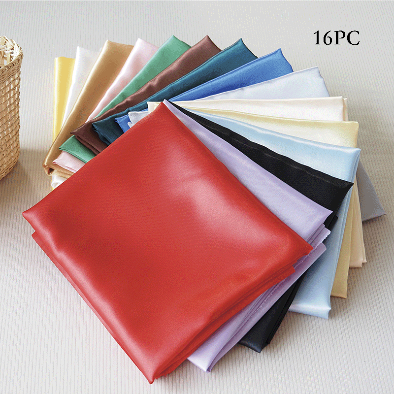 TEMU 16pcs 50cm X 50cm/19.69in X 19.69in Satin Fabric, Soft And Skin-friendly, Suitable For Quilting, Bedding, Tablecloth, Bag, Mask, Hat, Hairband,