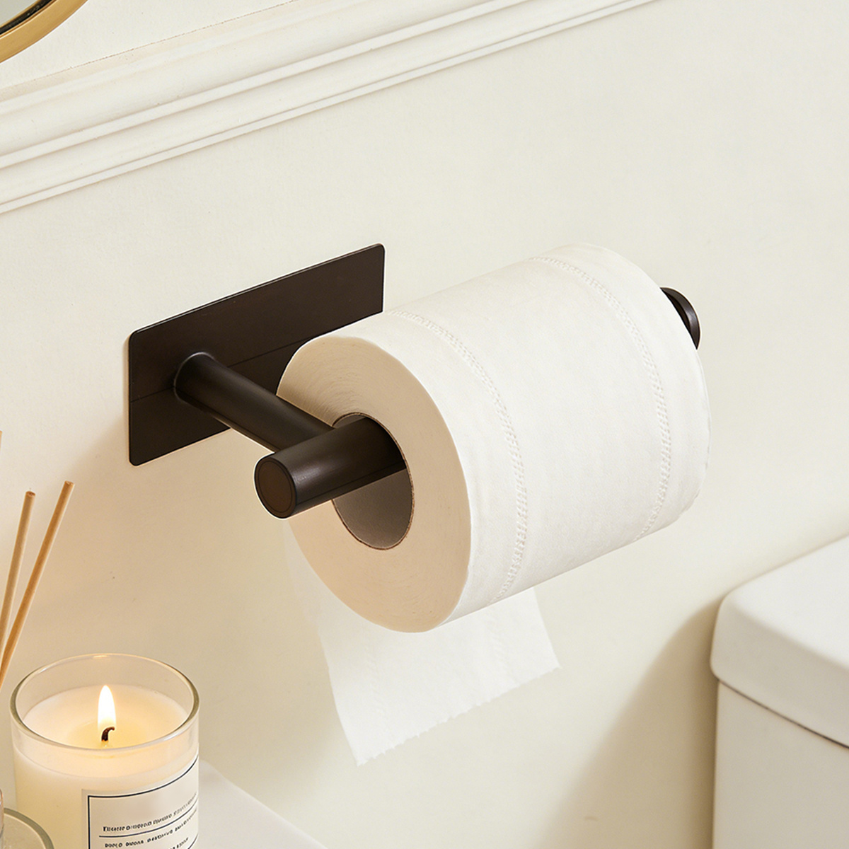 Image of Toilet Paper Holder, Toilet Paper Holder, Multi-functional Roll Paper Holder, From Durable Plastic, Wall-mounted, No-drill, Space-, Ideal For Bathroom, Kitchen, Dormitory And Paper Towels