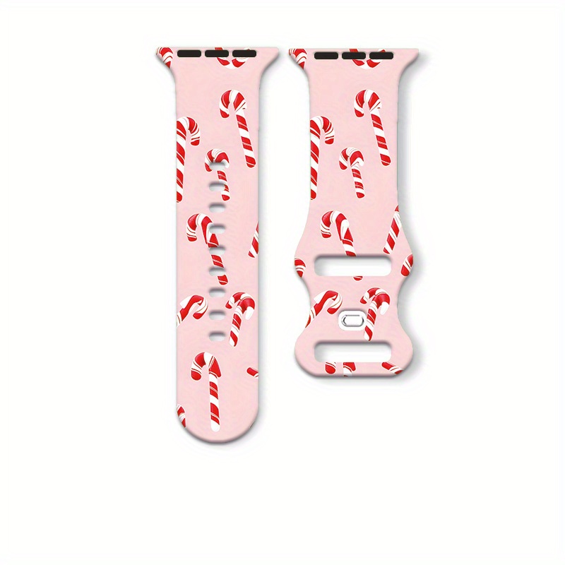 TEMU 2d Flat | Stylish And /dynamic Christmas-themed Watch Band, Candy Cane, Sweet Holiday Atmosphere, Designed For Style Enthusiasts, Elegant And