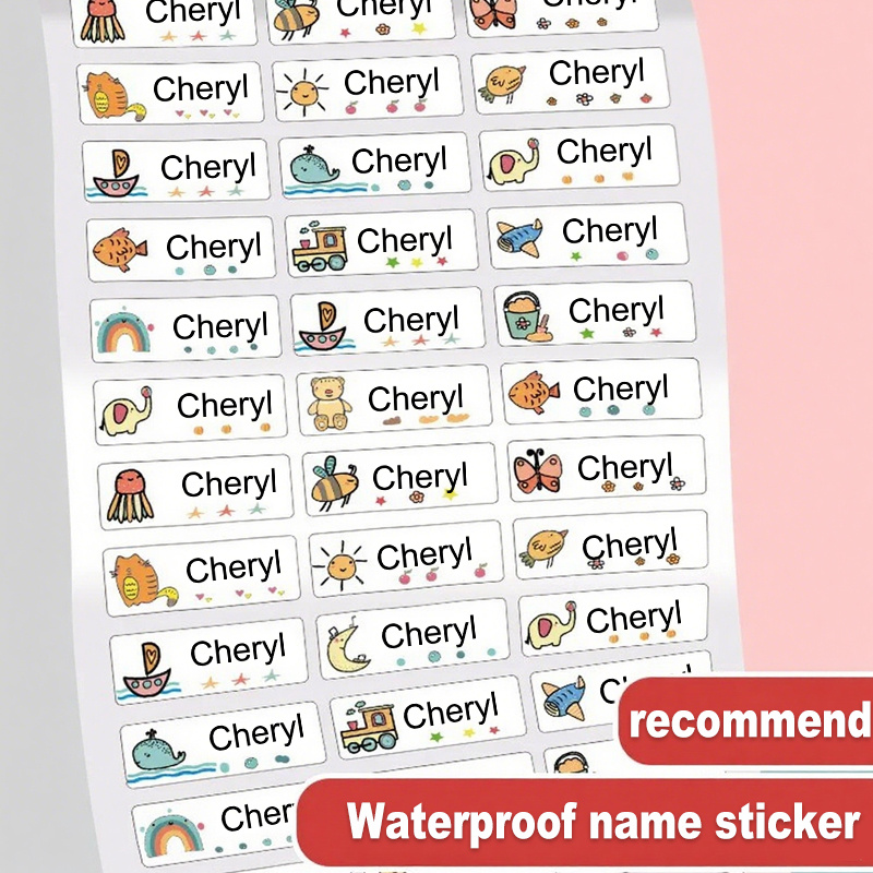Personalized Cartoon Pattern Name Stickers, Printed Identification Tags