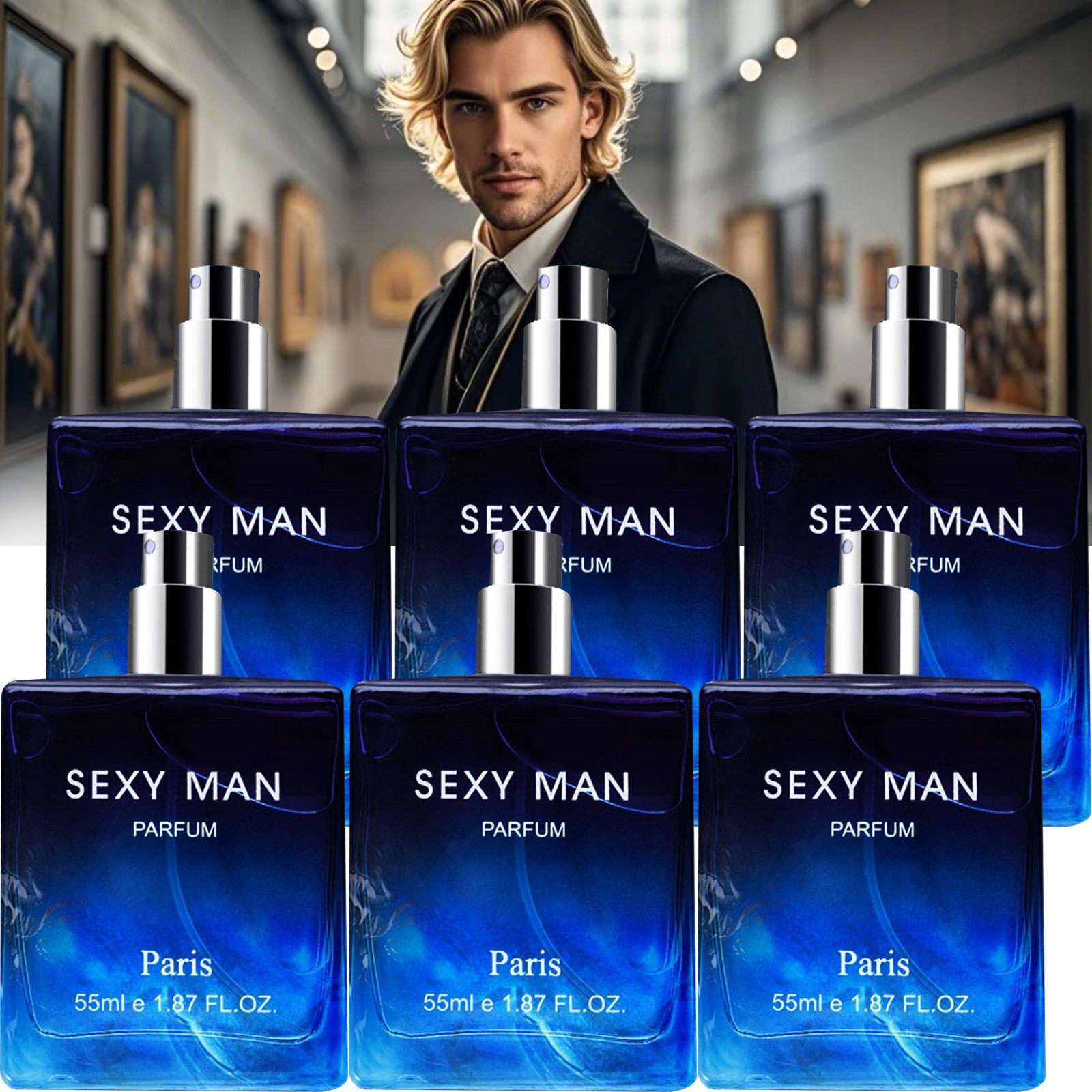 Image of A Set Of 6 Bottles Of Seductive Men's Cologne, Featuring Male Pheromone Fragrance, A Portable Classic , Long- Business Scent Spray, Making It For Men