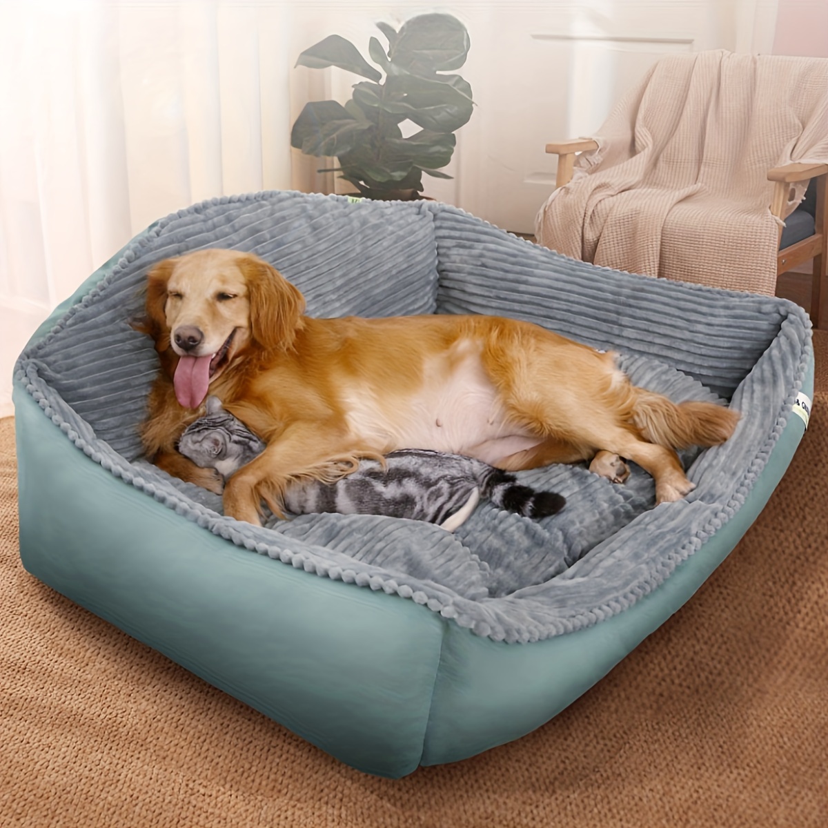 TEMU Luxurious Dog Bed For Large Breeds, Xxl Size, Designed To Human-scale Dimensions. Machine Washable And Hand Washable, Non-slip Bottom, Easy To