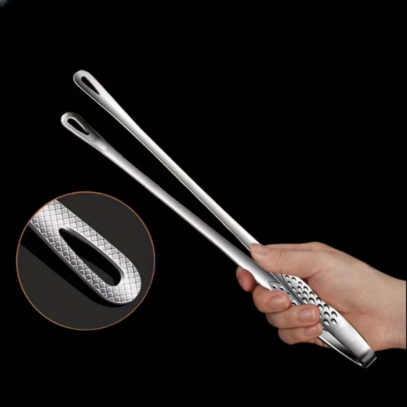 1pc stainless steel bbq tongs with extended long handle multifunctional kitchen grilling tongs for frying     steaks vegetables durable     versatile cooking tool   durable construction tongs for cooking details 4