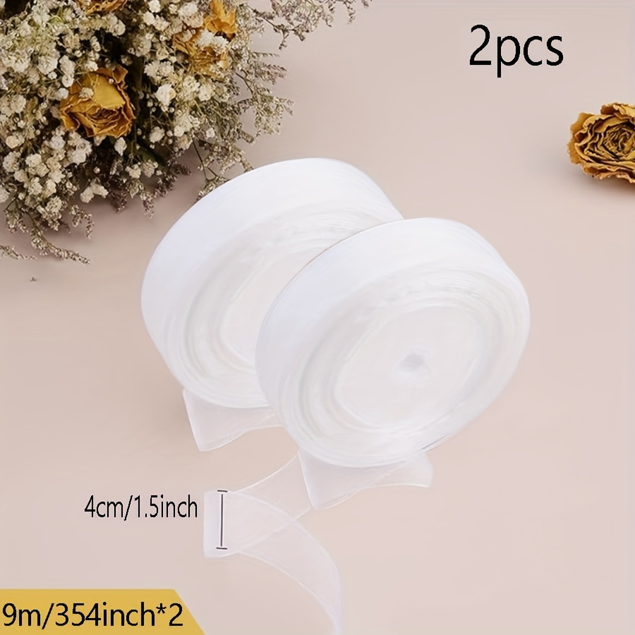 TEMU 2 Rolls Of White Chiffon Organza Chiffon Ribbon | 1.5 Inches X 354.0 Feet, Plastic Material, Feather Free, Perfect For Wedding, Birthday,