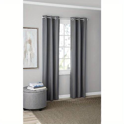 2 pack textured solid blackout grommet curtain panel pair set of 2 dark gray 37 w x 84 l