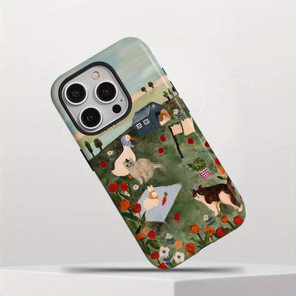 TEMU Phone Case - Matte End 2-in-1 Phone Cover, , Impact-resistant, Fashionable , Compatible With For Iphone 16, 15, 14, 13, 12, 11, 8, 7, Plus, Pro,