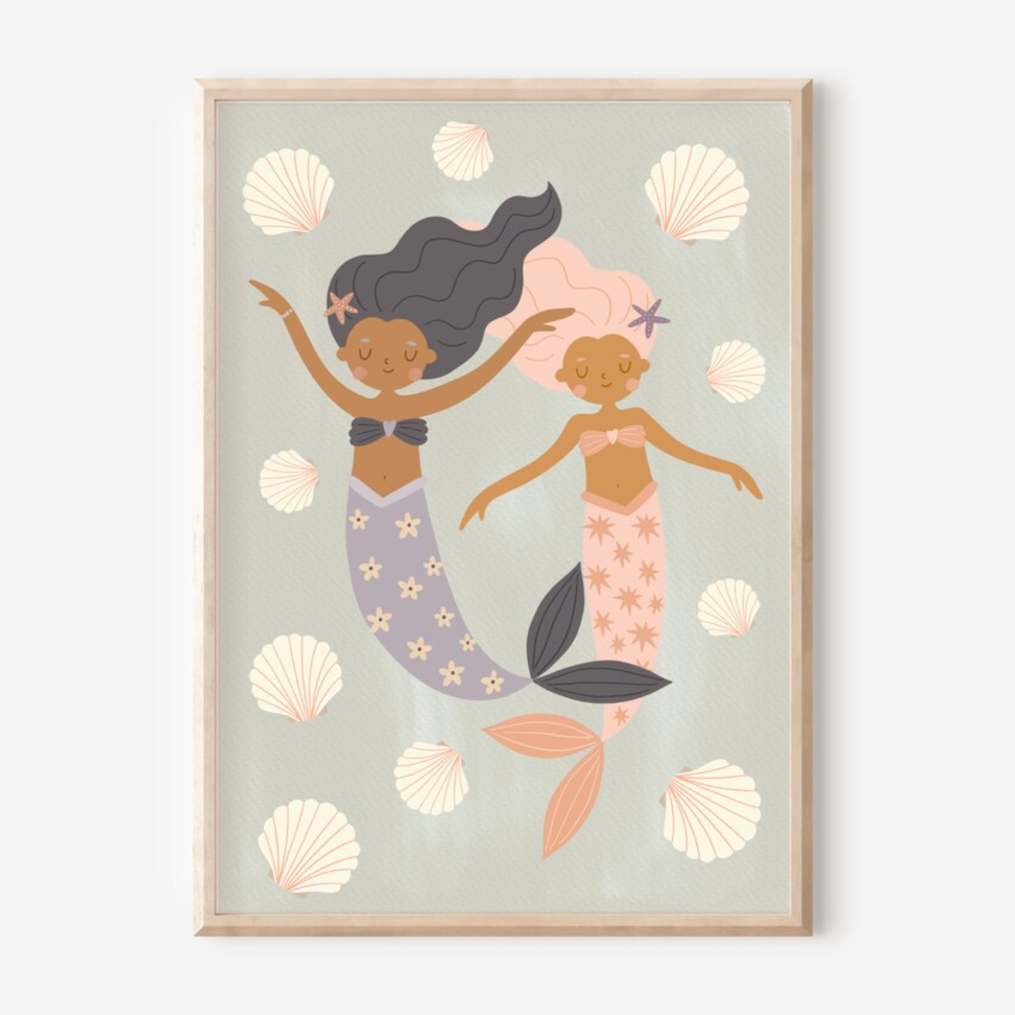 TEMU 1pc, Wall Art, Vintage Poster, Girl Mermaid And Print, Purple And Pink Canvas Painting, Bedroom Decor, Living Room Aesthetic Design, Gift For ,