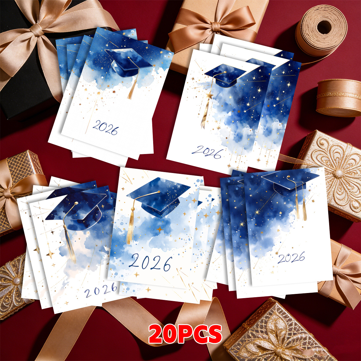 TEMU 20 piezas de tarjetas de felicitación de graduación, adecuadas para regalos de graduación, , álbumes de recortes y manualidades DIY - Tarjetas