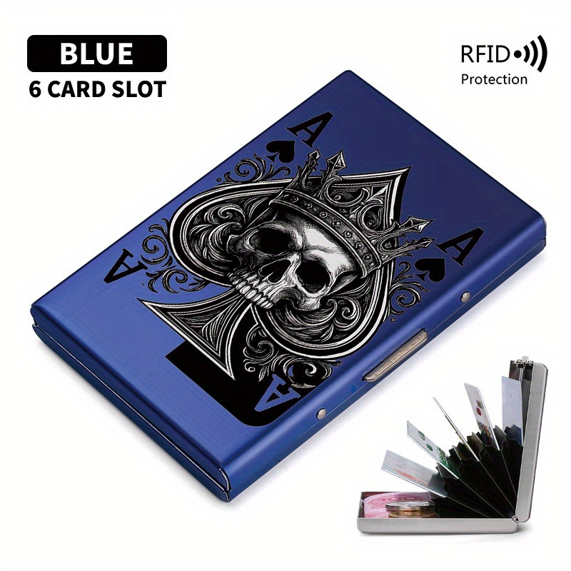 TEMU Design - Ultra-thin Rfid-blocking Metal Credit Card Holder, Durable And Compact Unisex Wallet, Storage, Fashionable Accessory, Smooth Metal.