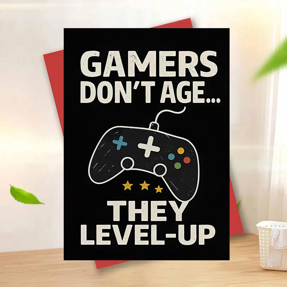 E-shop " Don't Age… " Geburtstagskarte im Gamer-Design | Retro Controller Design, verspielte Gaming-Witze, für Gamer-Freunde, Familie & Liebste,