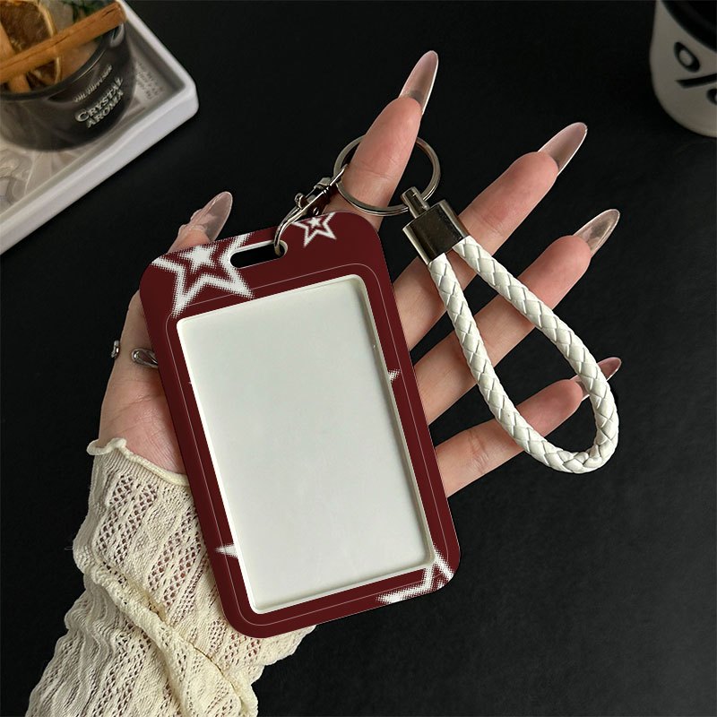 TEMU Pattern Card Holder With White Hanging Buckle Plastic Card Holder For Bus Pass, Work Badge, Meal Card For Nurses, Students, Teachers, Office