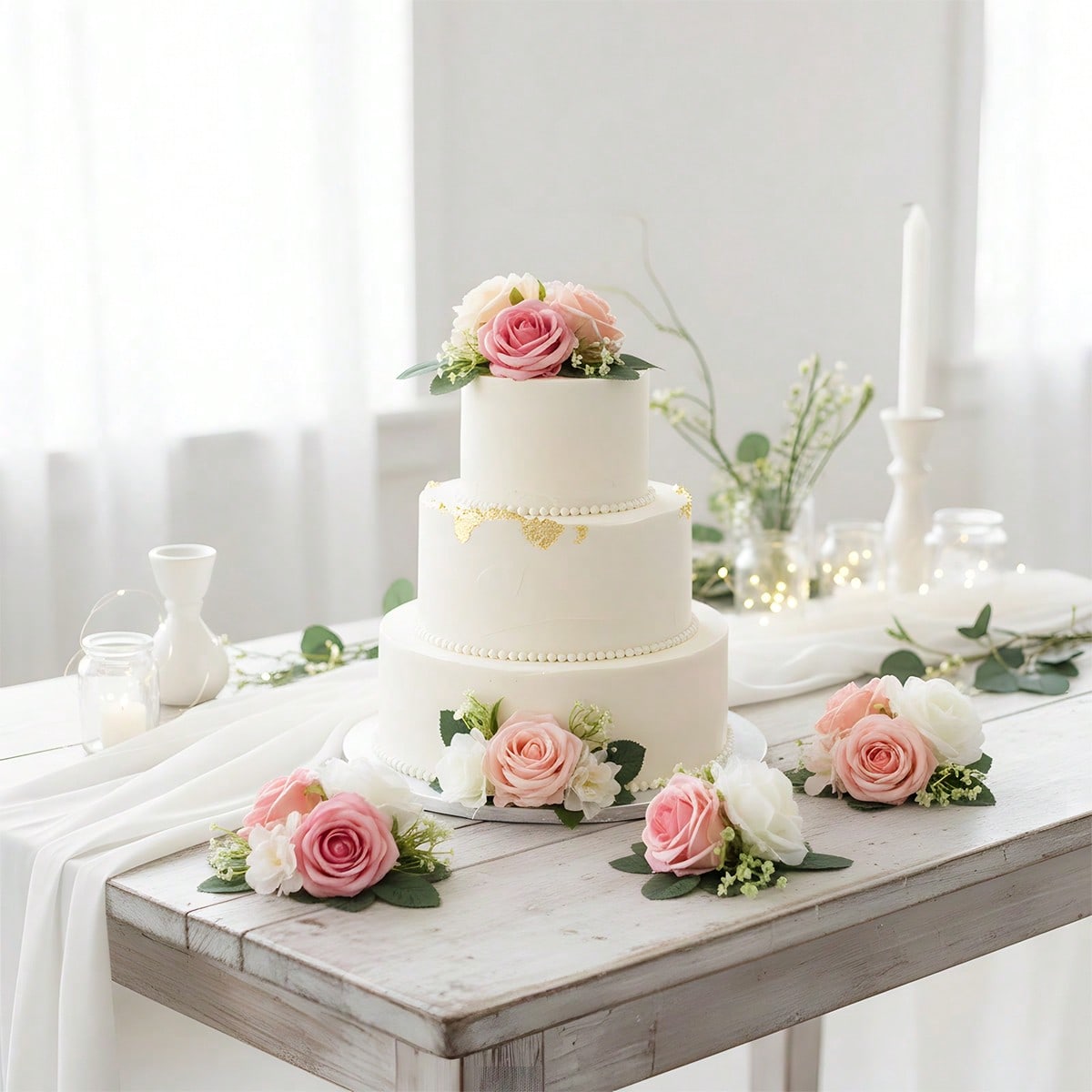 TEMU Set Of 3 Flower Cake Toppers, Floral Decorations For Cakes, Artificial Roses For Weddings, Baby Showers, Birthday Celebrations, Valentine's Day,