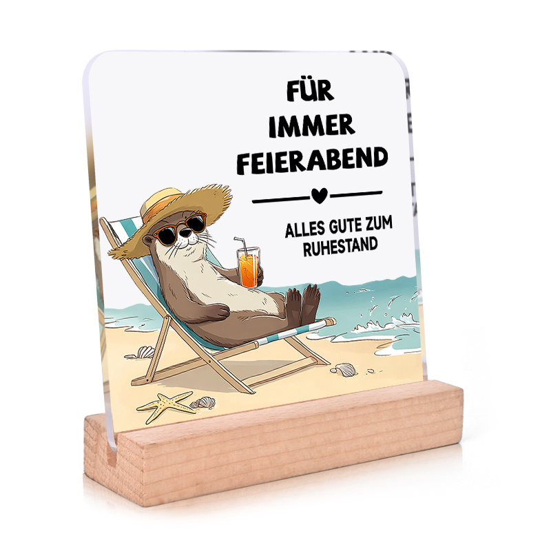 E-shop 2D Flach, 1 Stück Deutsches Acrylschild mit Rentner-Motiv - Rustikales Dekoschild & Plakette - Ideal für Zuhause, Tischdekoration - Perfektes
