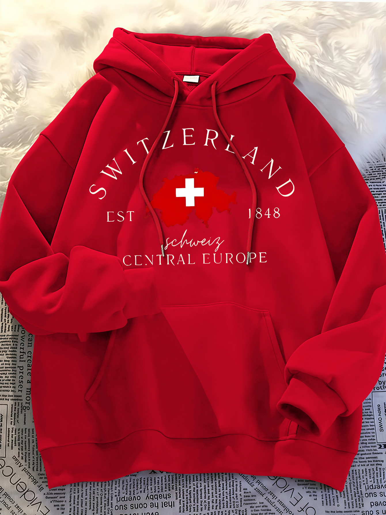 mens fashion trendy hooded sweatshirt with print red 0