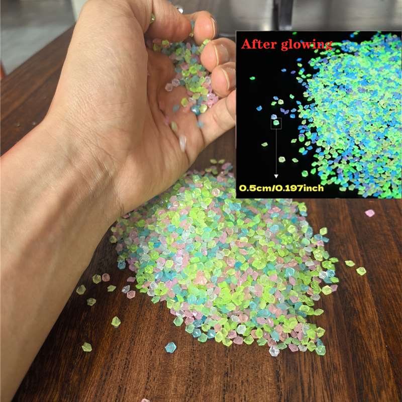 TEMU 780pcs Glow In The Dark Garden Stones, 0.2inch Multi Color Luminous Pebbles For Outdoor Decor, Aquarium, Yard Art, Bonsai , Pathway Lighting,