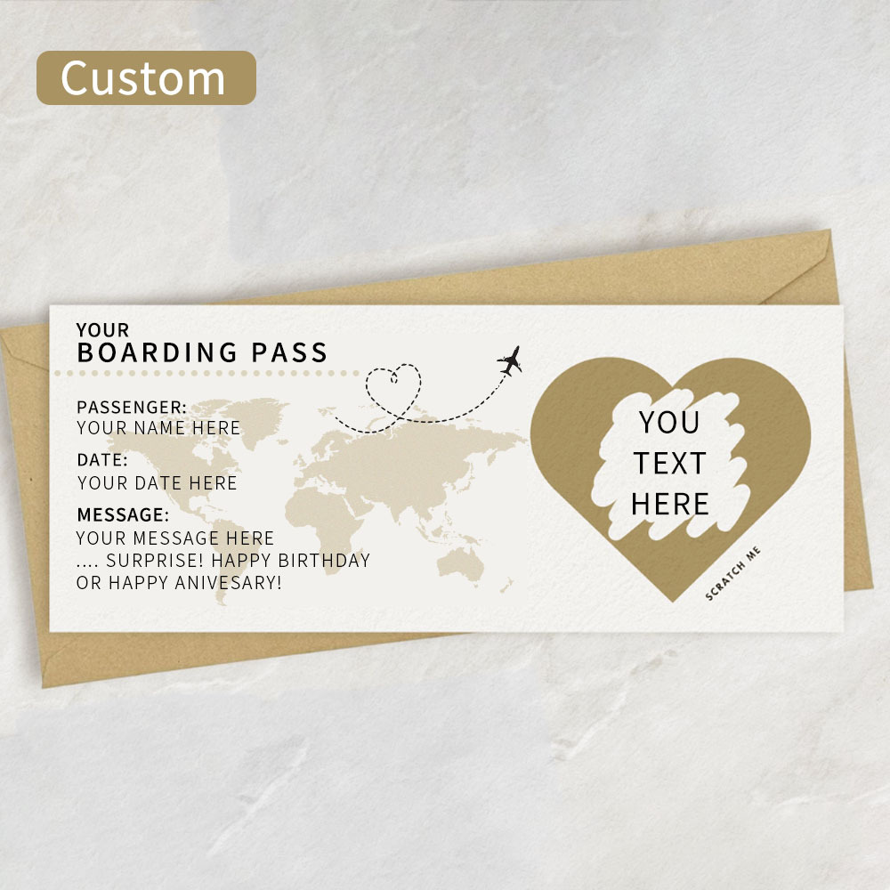 TEMU [ per Feste] Un biglietto di imbarco personalizzato da graffare, biglietto da viaggio a sorpresa, biglietto destinazione vacanziera, regalo per