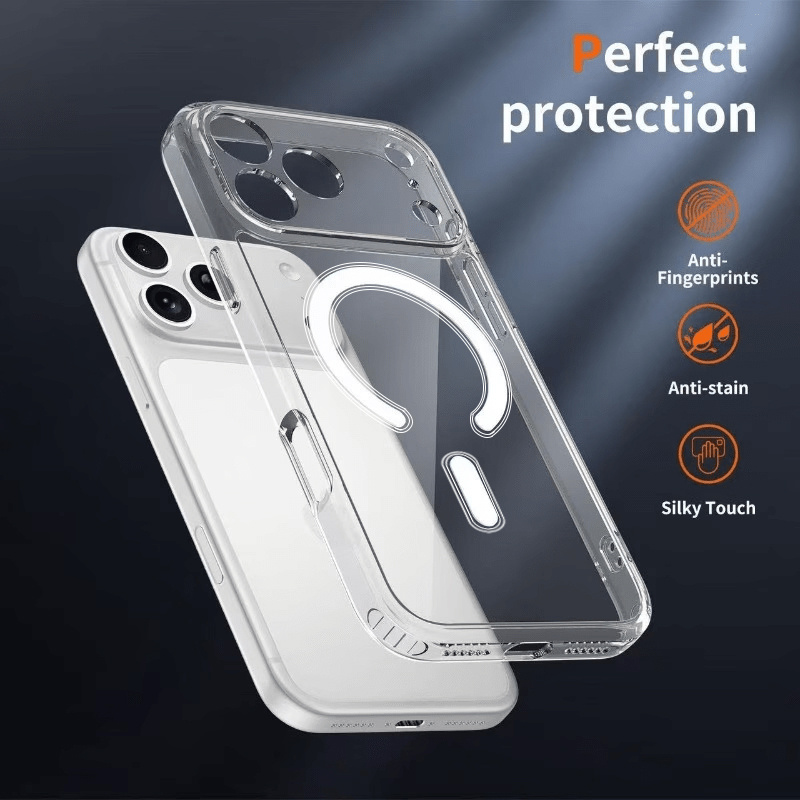 TEMU Phone Case - Transparent Magnetic Adhesive Precision Hole Full-cover Protection Case, Suitable For Iphone 18 Series. Shock-resistant Protective