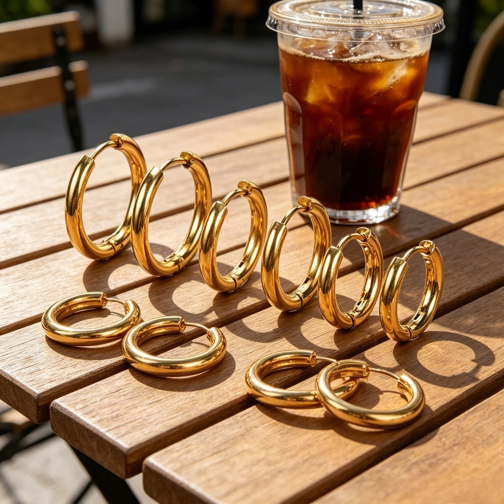 6pcs Minimalist Golden Hoop Earring Set for Women