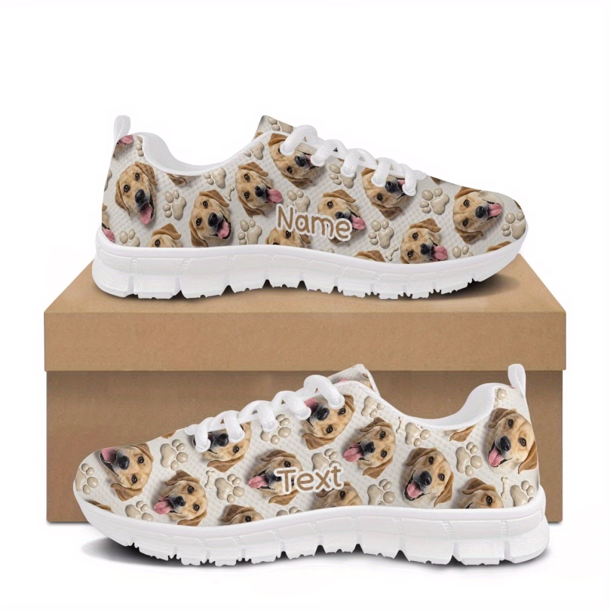 Dog And Dog Paw Print Pattern 2D Printed Custom Sn...