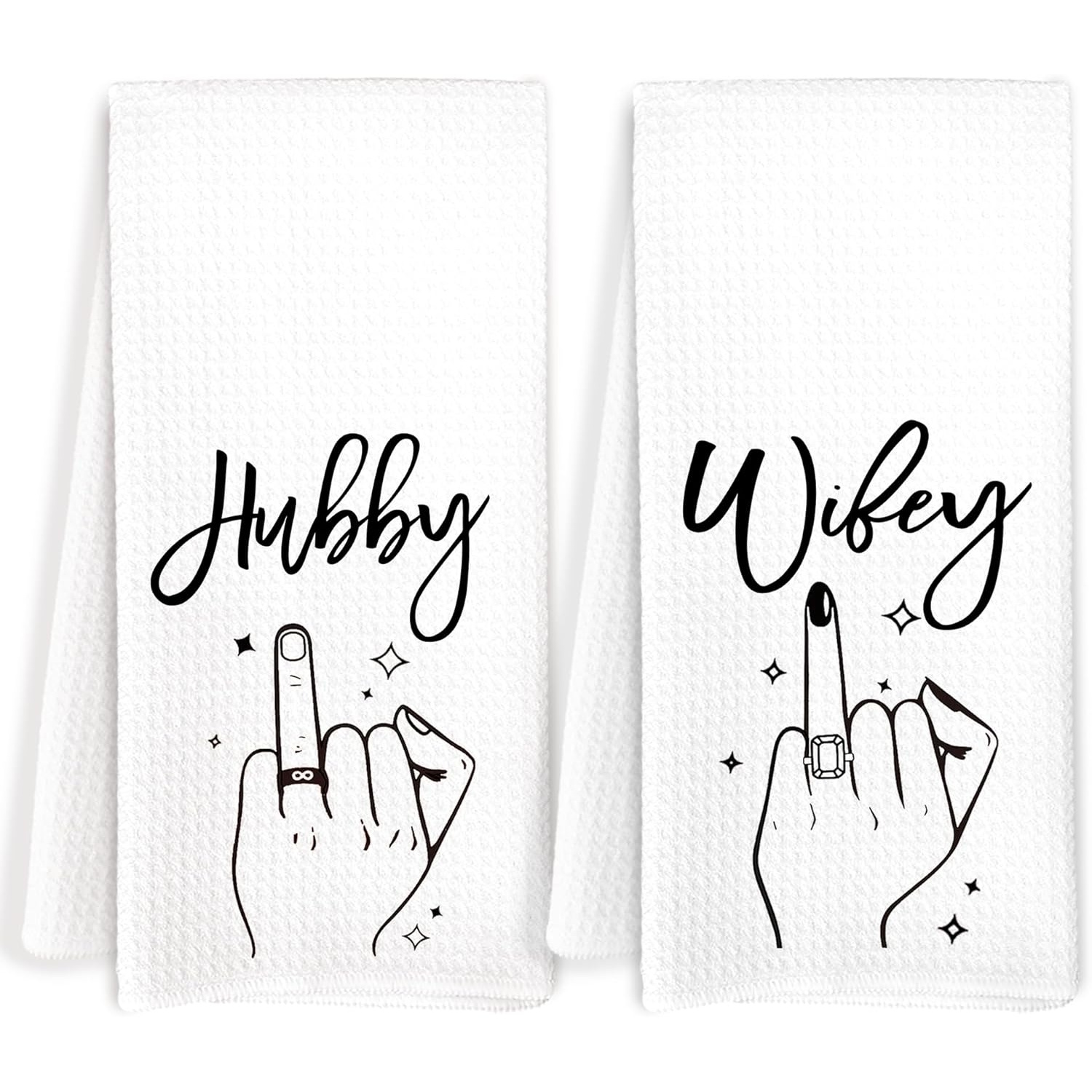 TEMU Newly Wed Gifts For The Couple, Just Married Gifts, Hubby And Wifey Wedding Gifts Hand Towels For Bathroom Kitchen Set Of 2, 18*26 Inches
