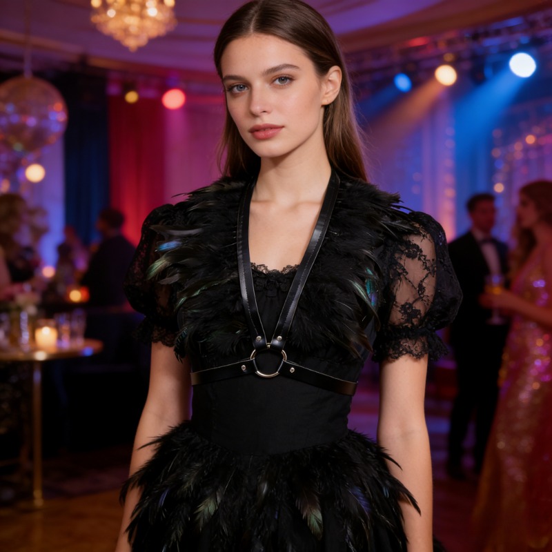 Image of A Feather Shrug, Role-playing Performance Costume Accessory, Suitable For Valentine's Day, Carnival, Parties And Masquerade Balls, Without Battery