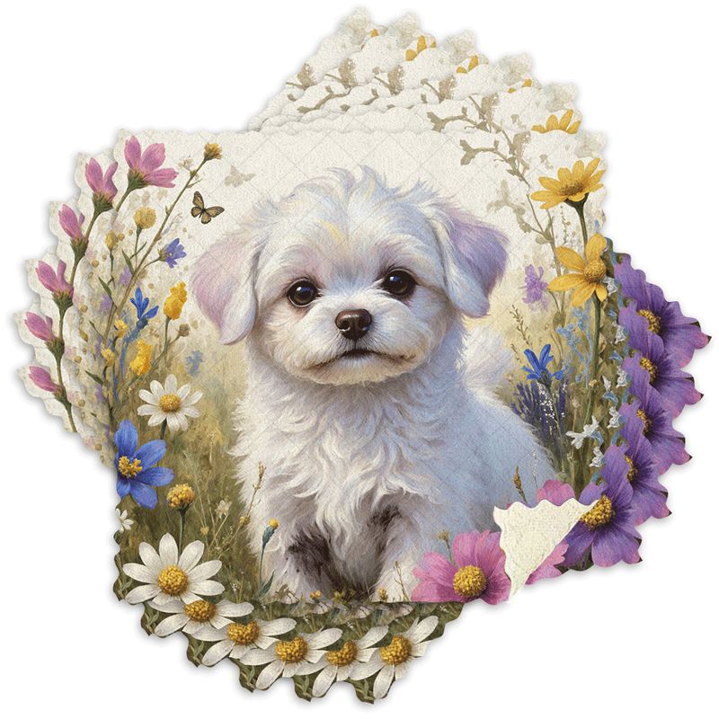 TEMU 6pcs 6pcs Pack Maltese Dog Print Dish Towels Suitable For Home & Restaurant, Reusable Microfiber Scouring Cloths With Thickened Coral, Soft