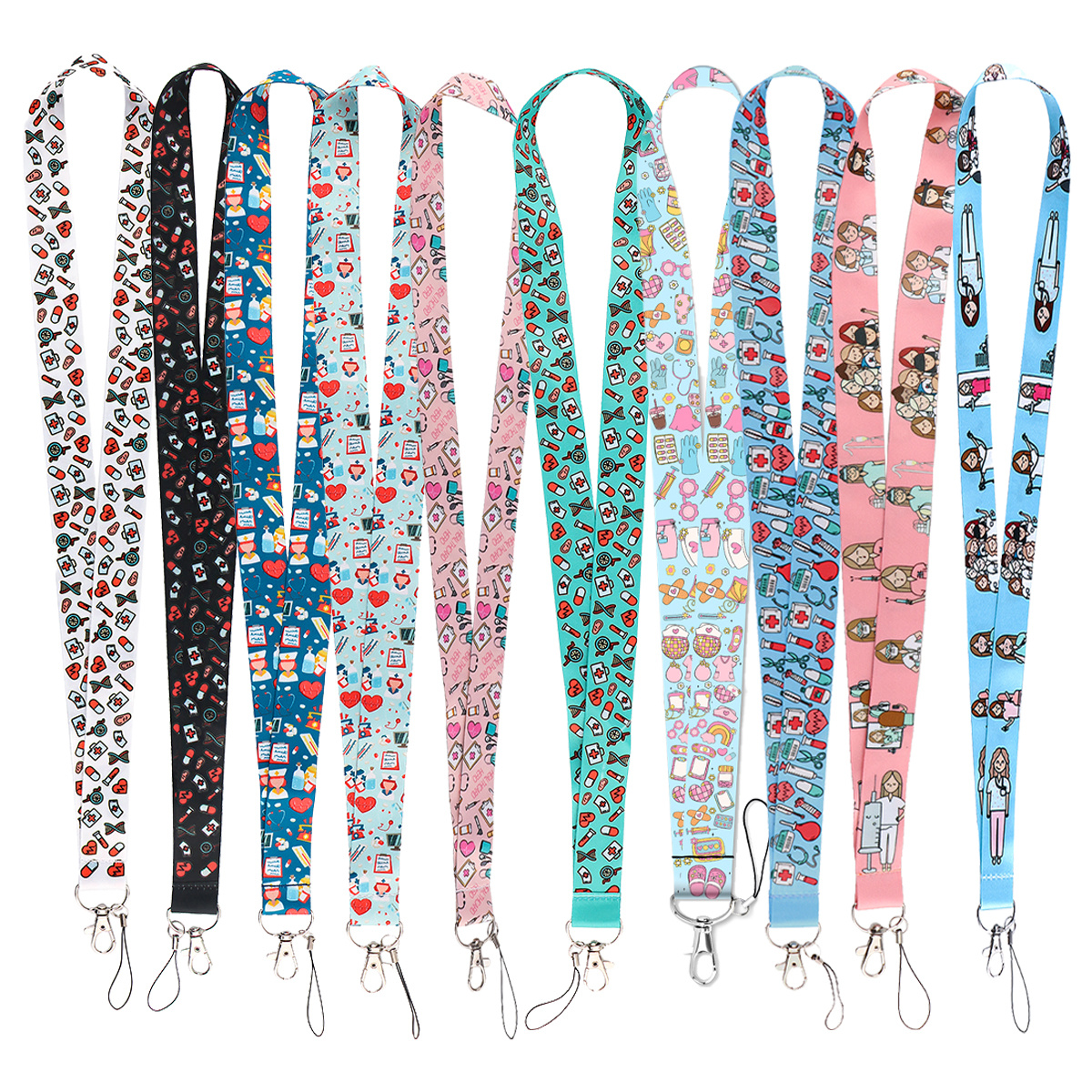 Image of 2d 10pcs Bkbkaak Lanyard Keychain With Id Badge Holder, Phone & Credit Card Compatible For Id/access Pass/keys - Neck Strap For, Office, Events - Multi- Holder (10pcs )